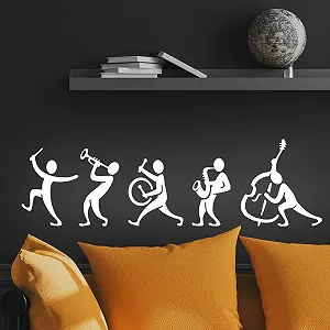 Наклейка на стіну Music Band Музичні ноти Барабани Танцівниця Вінілова - Фото 1