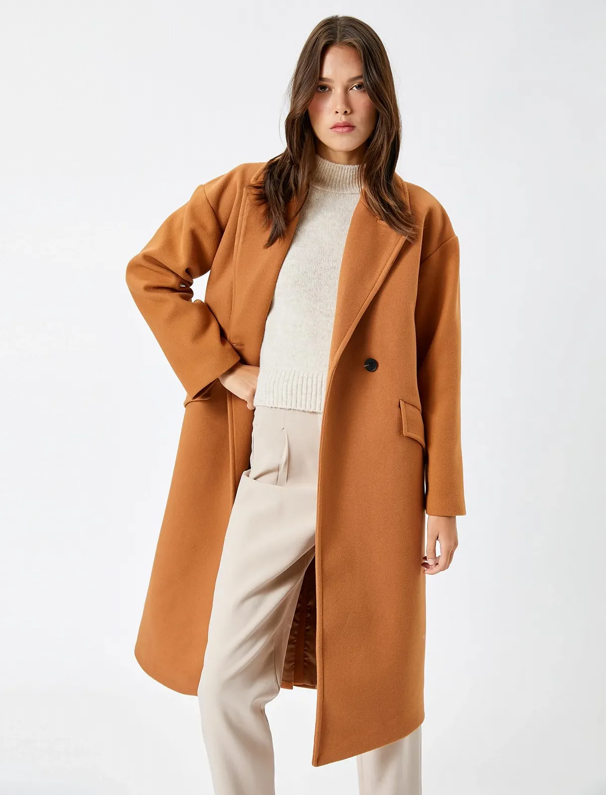 Пальто Koton Сорочкового Крою Жіноче Довгий Рукав Кишеня на Ґудзиках, фото №2