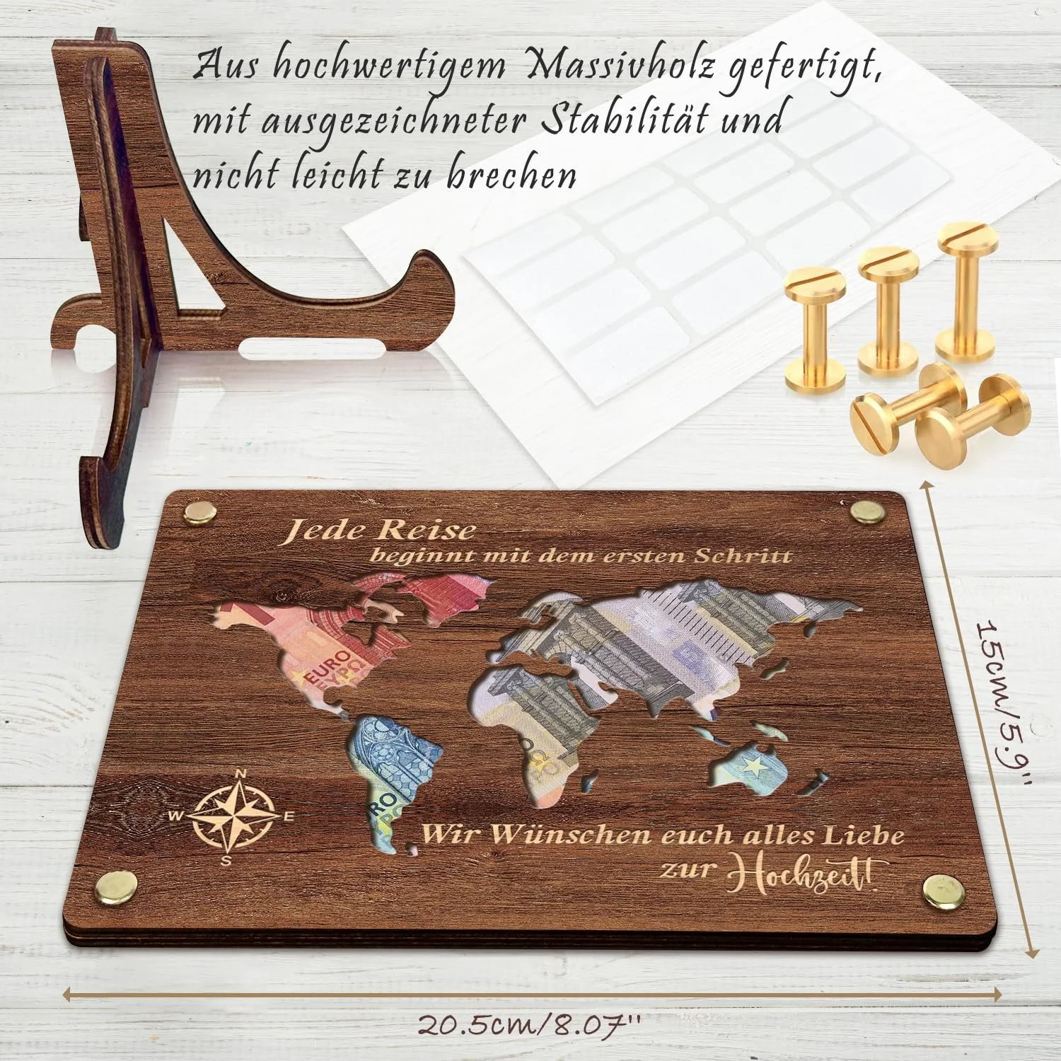 Скринька для грошей QHHENTOO Подорож Дерев'яна з підставкою Карта світу, фото №4