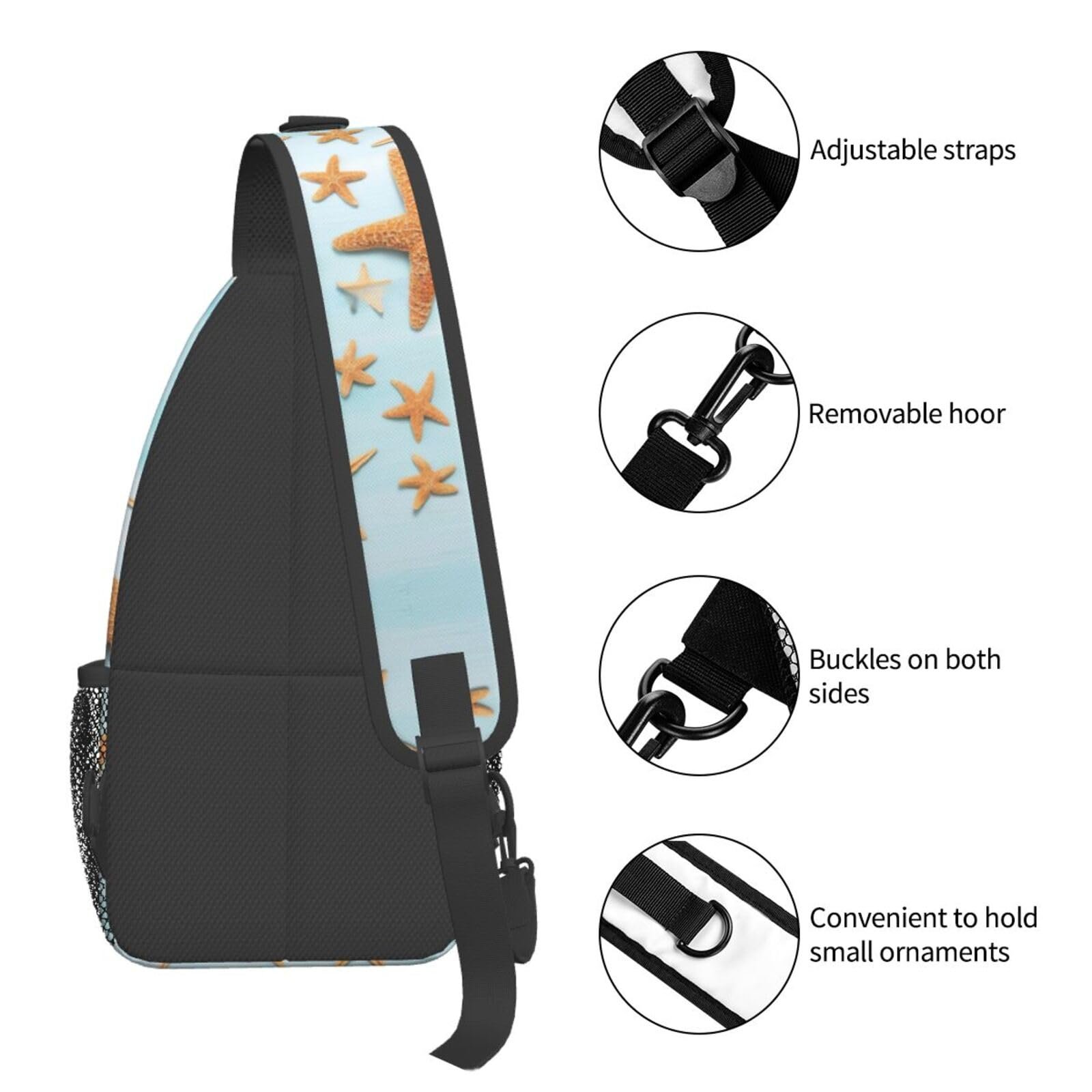Сумка-рюкзак 3D Beautiful Maritime Summer Print Crossbody Sling Bag нагрудна Black, фото №5