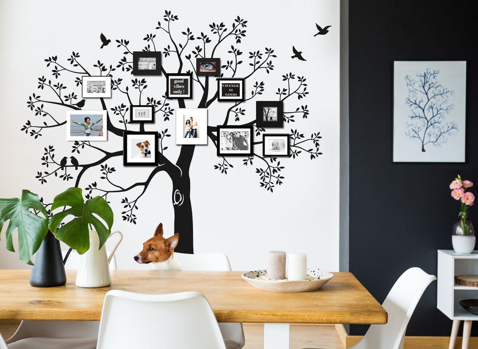 Наклейка на стіну Grandora W5480 XXL Tree Birds 165 x 160 см Black, фото №4