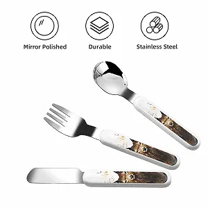 Дитячий набір столових приборів Лісовий Олень, три предмети, багаторазовий synthetic.ua - Фото 1