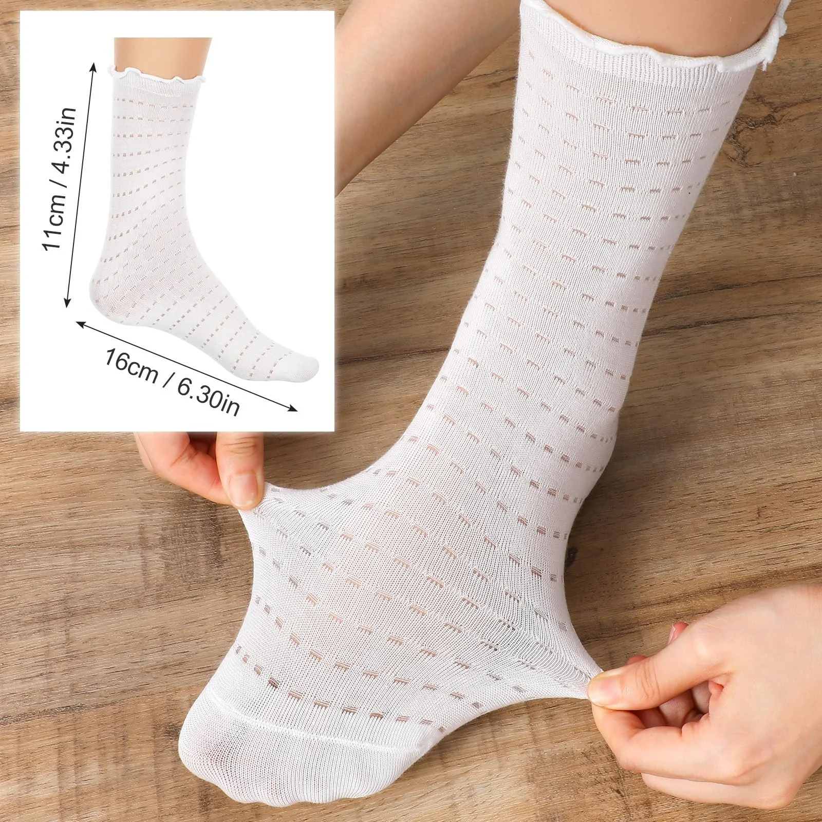 Шкарпетки з рюшами Білий/Чорний, 4 пари, фото №3