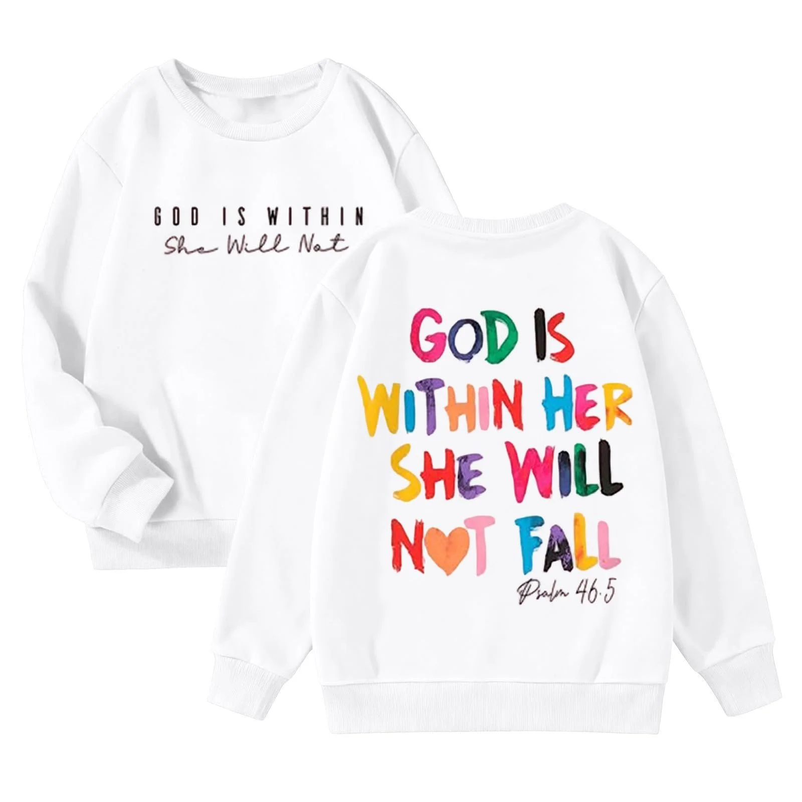 Толстовка для девочки Gott Ist In Ihr Sie Wird Nicht Fallen, размер 164 - Худи для девочки с библейским стихом, преппи-топ, фото №1
