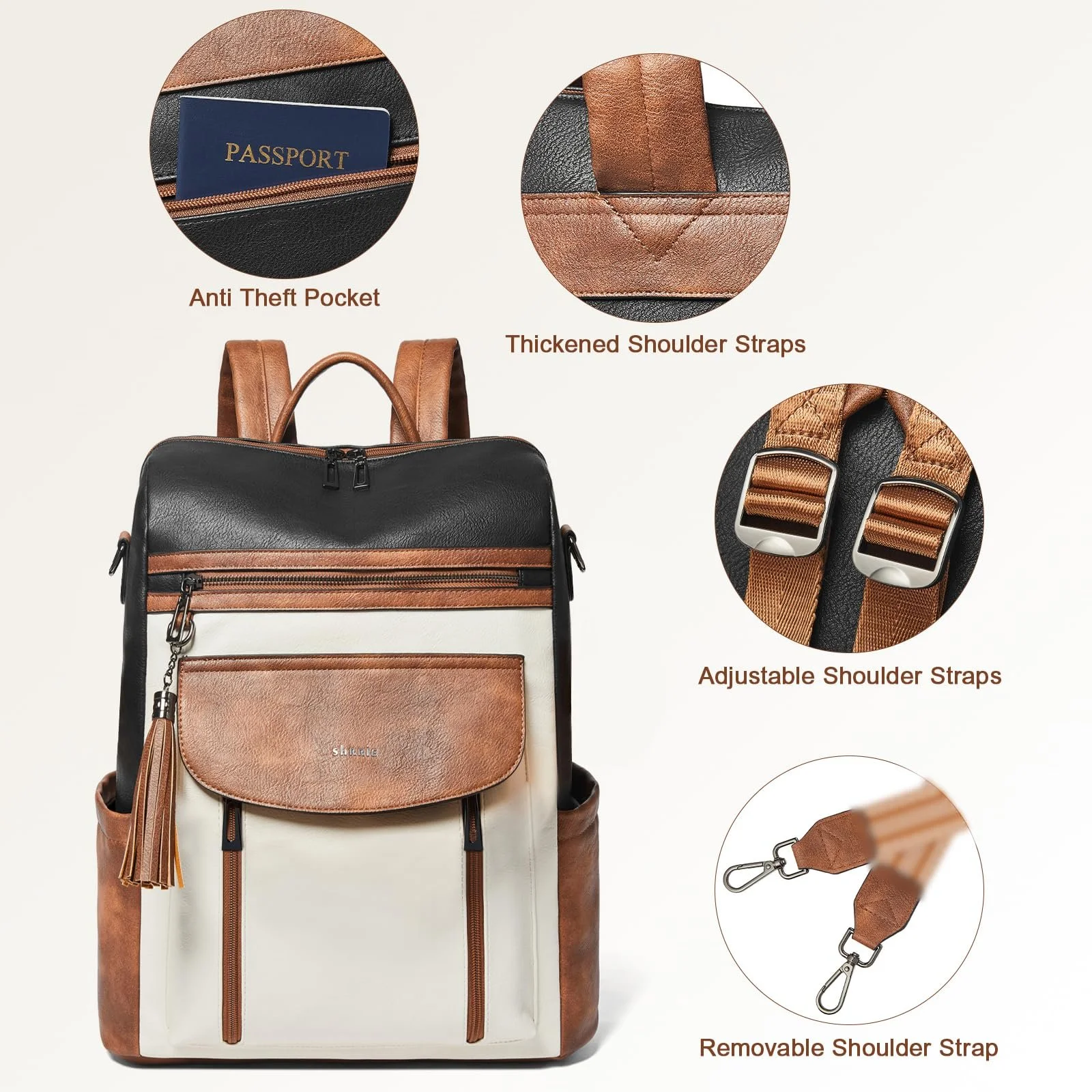 Рюкзак для ноутбука Shrrie 15.6" шкіряний жіночий Black, фото №7 Рюкзак для ноутбука Shrrie 15.6" шкіряний жіночий Black, фото №7