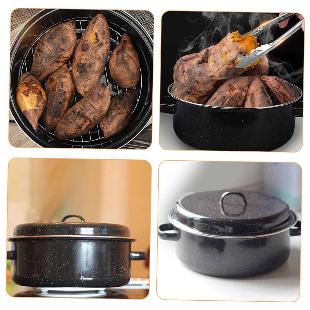 Жаровня INOOMP емальована з кришкою термостійка, фото №8