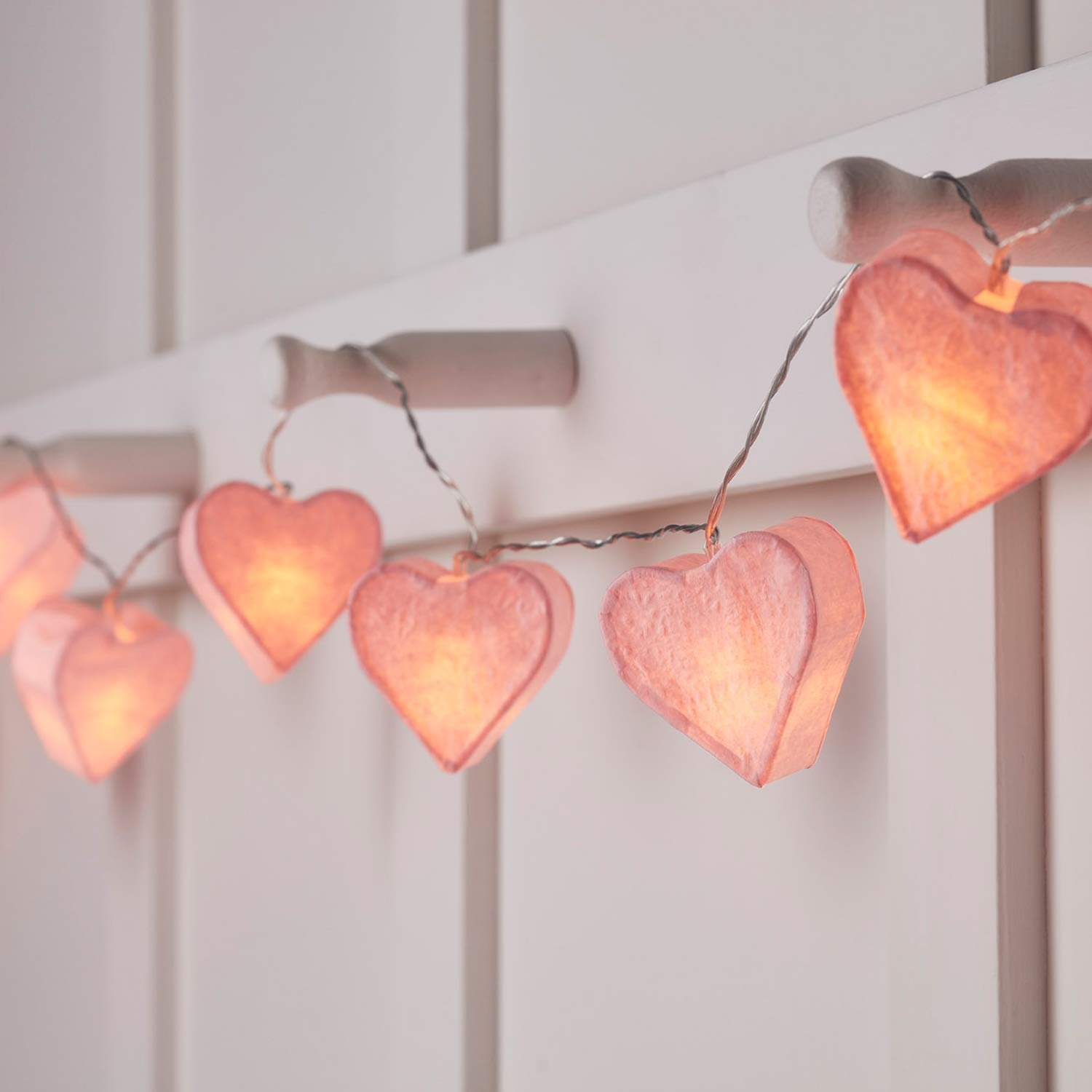 Гірлянда Lights4fun 10 LED Рожеве Паперове Серце Таймер Живлення від Батарейок, фото №1