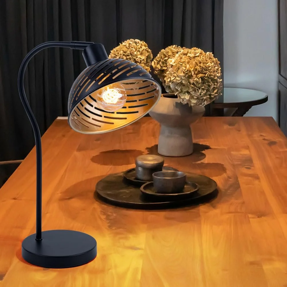 Настільна лампа etc-shop E27 30x18.5x45 см Чорний Золотий, фото №4