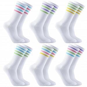 Носки теннисные Женские Носки Хлопковые Носки 36-42 Дышащие Спортивные Носки Белые Ретро Носки-следы 6 пар - Фото 1