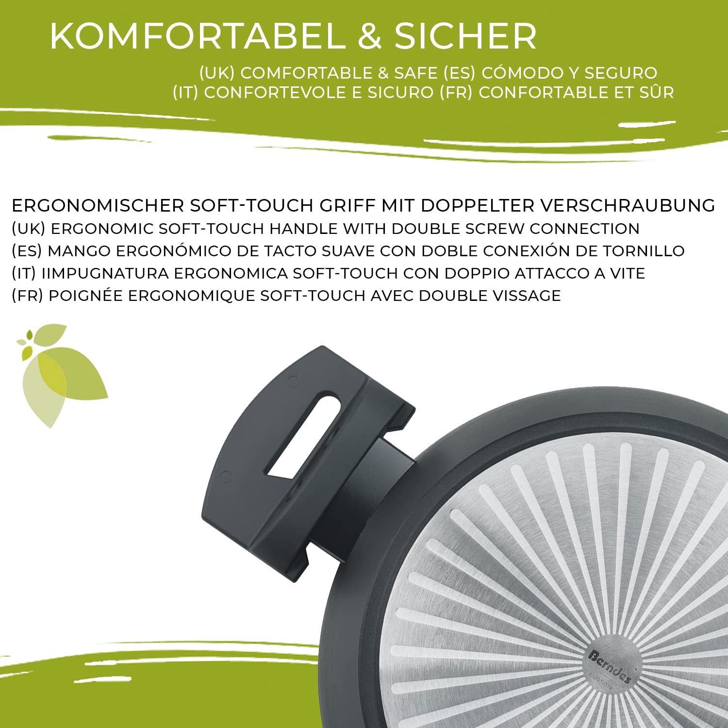 Каструля Berndes Balance b.nature з стійким кварцовим покриттям 20 см з кришкою зі скла індукційна стійка до подряпин, фото №3 Каструля Berndes Balance b.nature з стійким кварцовим покриттям 20 см з кришкою зі скла індукційна стійка до подряпин, фото №3