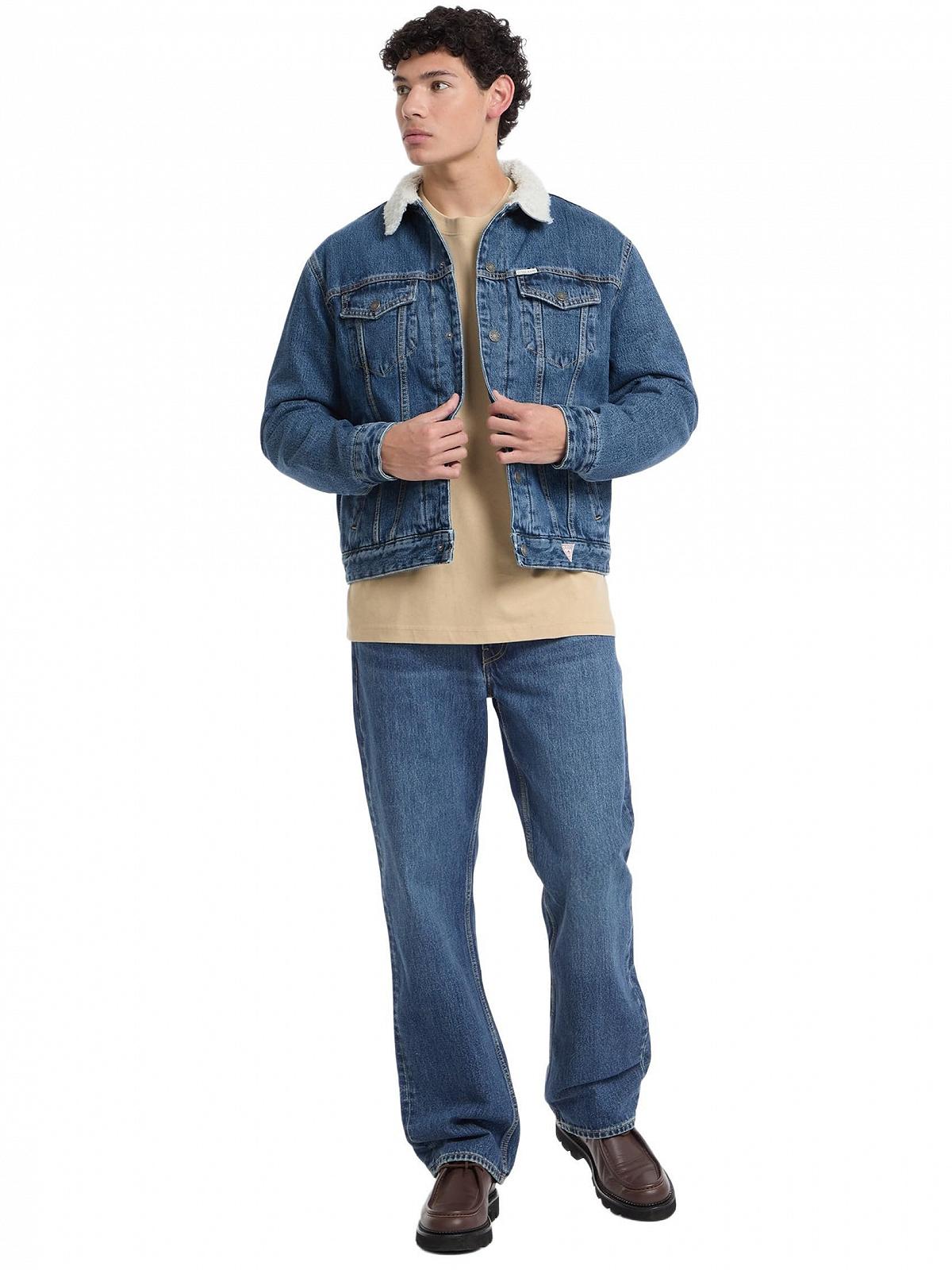 Мужская джинсовая куртка L Guess Jeans Sherpa Collar Denim Trucker Jacket, фото №2