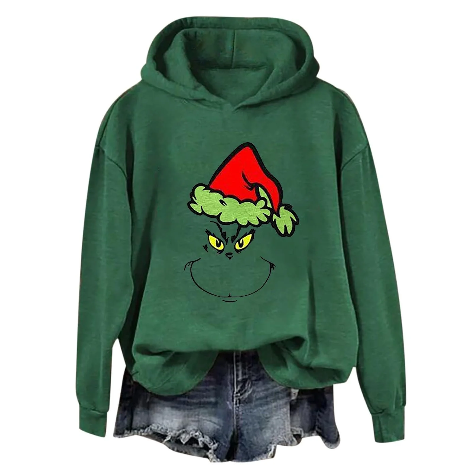 Рождественский джемпер BHXUTK Женская рождественская толстовка Женский джемпер Забавная толстовка Длинный рукав Зимняя рождественская толстовка с капюшоном Праздничный повседневный рождественский наряд для женщин Рубашка с длинным рукавом, фото №1