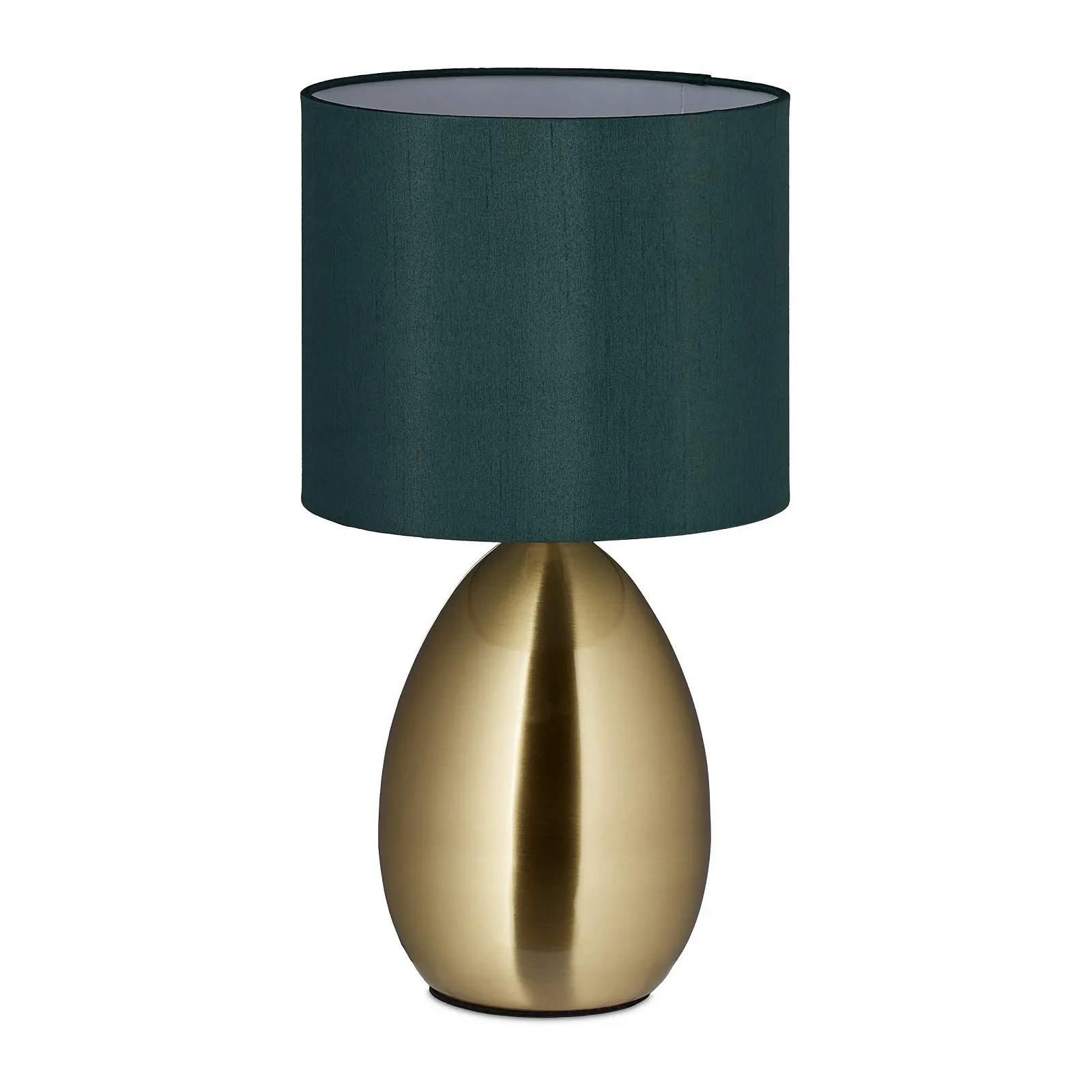 Настільна лампа Relaxdays Modern Touch 34 x 18 см E14 з тканинним абажуром Золота/Темно-зелена, фото №1