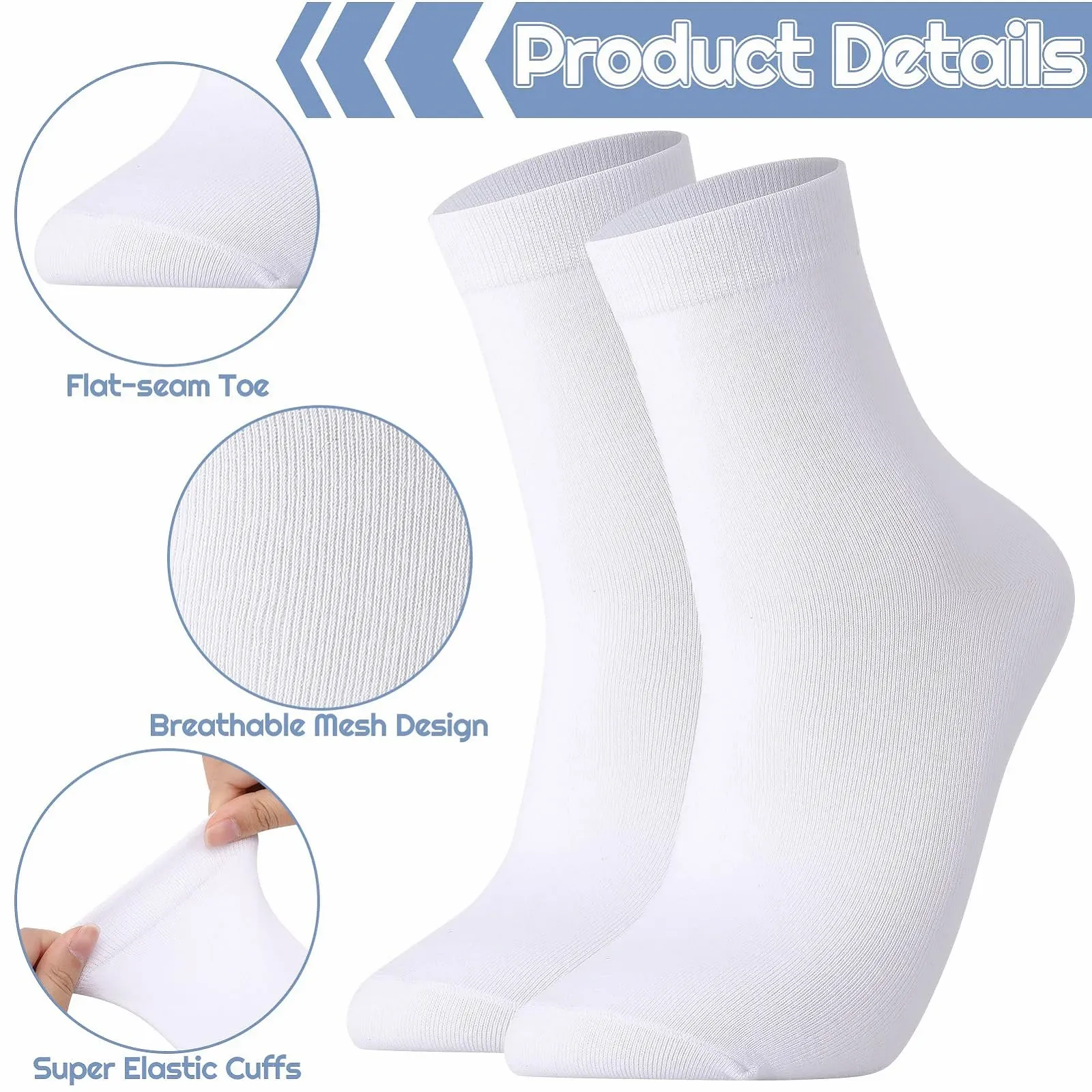 Носки Хлопковые Белые и Черные 6 пар Размер 39-42 для Работы Отдыха Бизнеса на Каждый День, фото №3