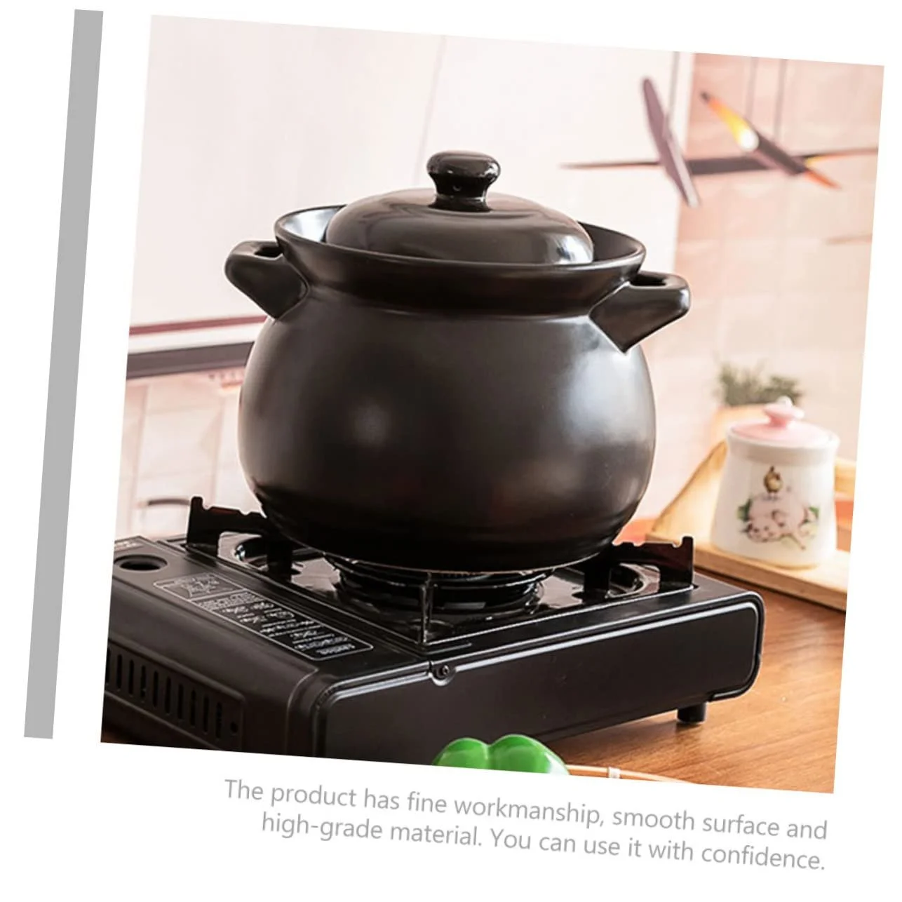 Кастрюля мини керамическая термостойкая черная 1 шт. для детского питания и супов, фото №4