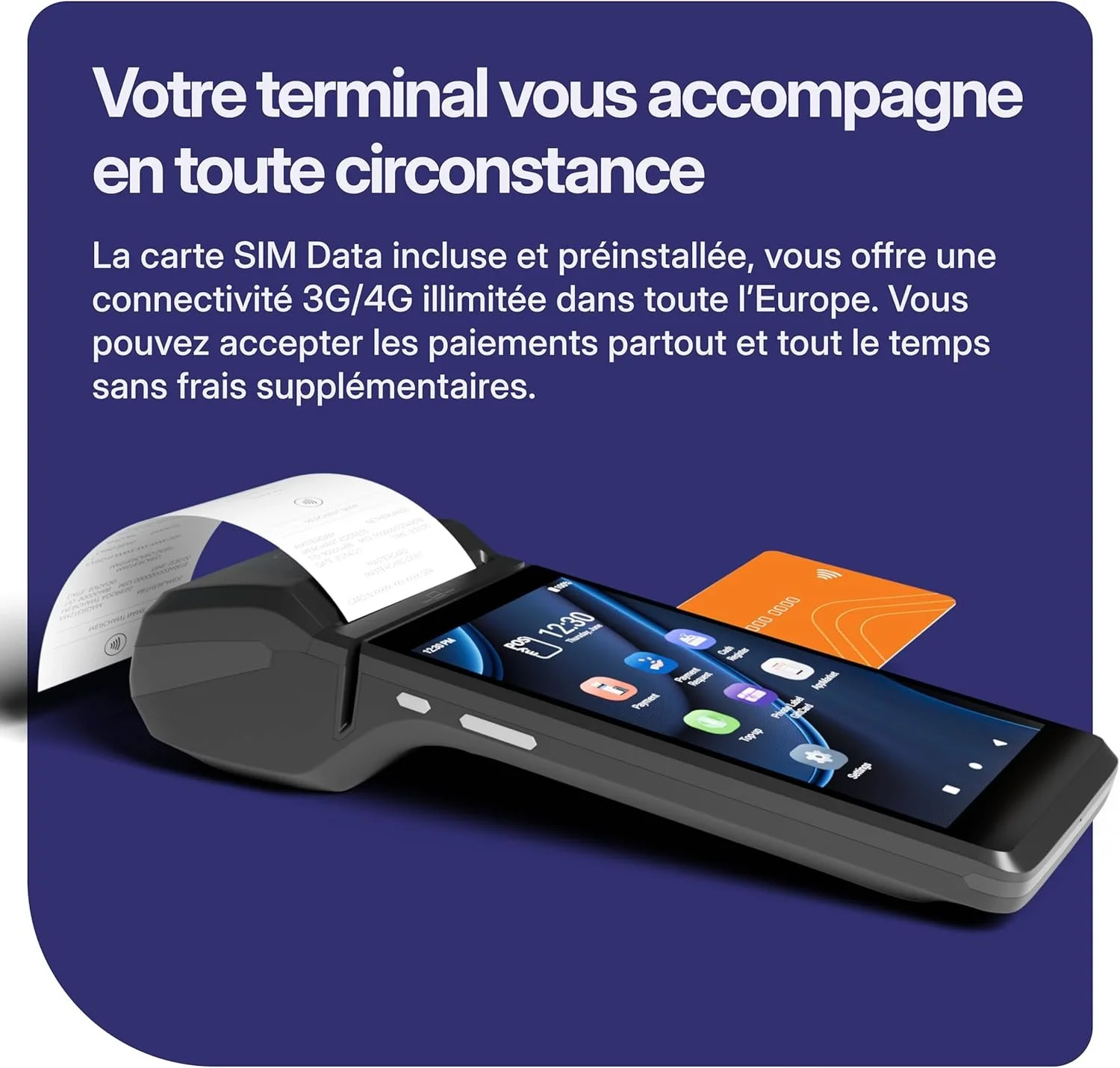 Платіжний термінал myPOS Pro з принтером чеків 2/16 ГБ 4G 1SIM 4 ядра Android 10 Чорний, фото №4