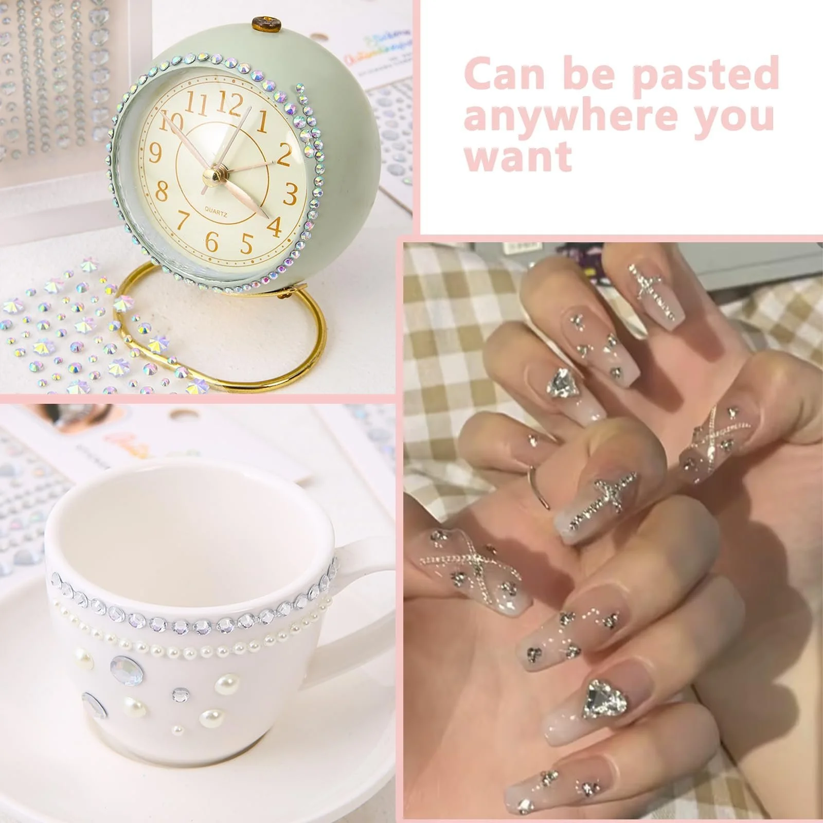 Стрази для рукоділля 900 шт., самоклеючі блискучі камінці для обличчя, блискітки для карнавалу, DIY прикраси для макіяжу обличчя, фото №7