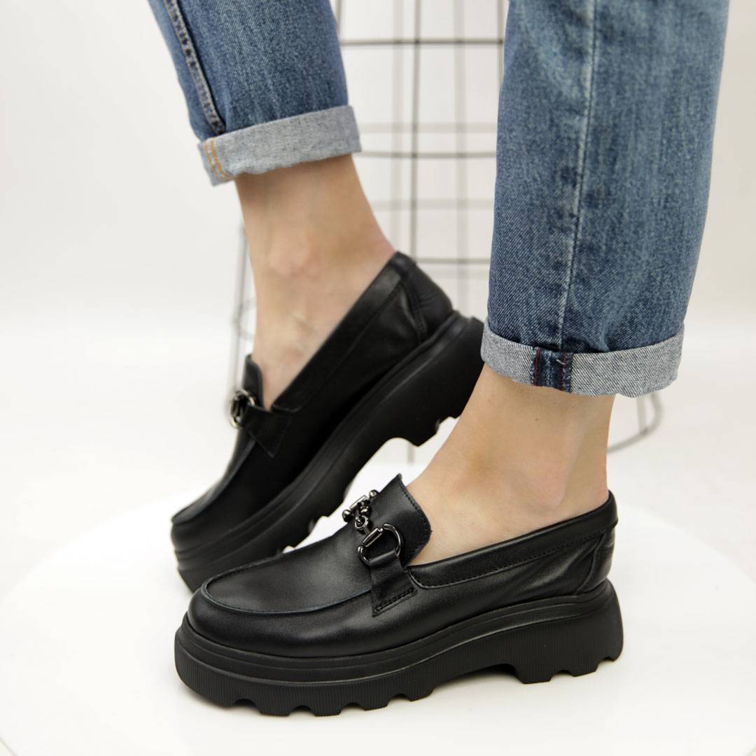 Туфлі Лофери жіночі шкіряні 4S 583948 Чорні 40, фото №2