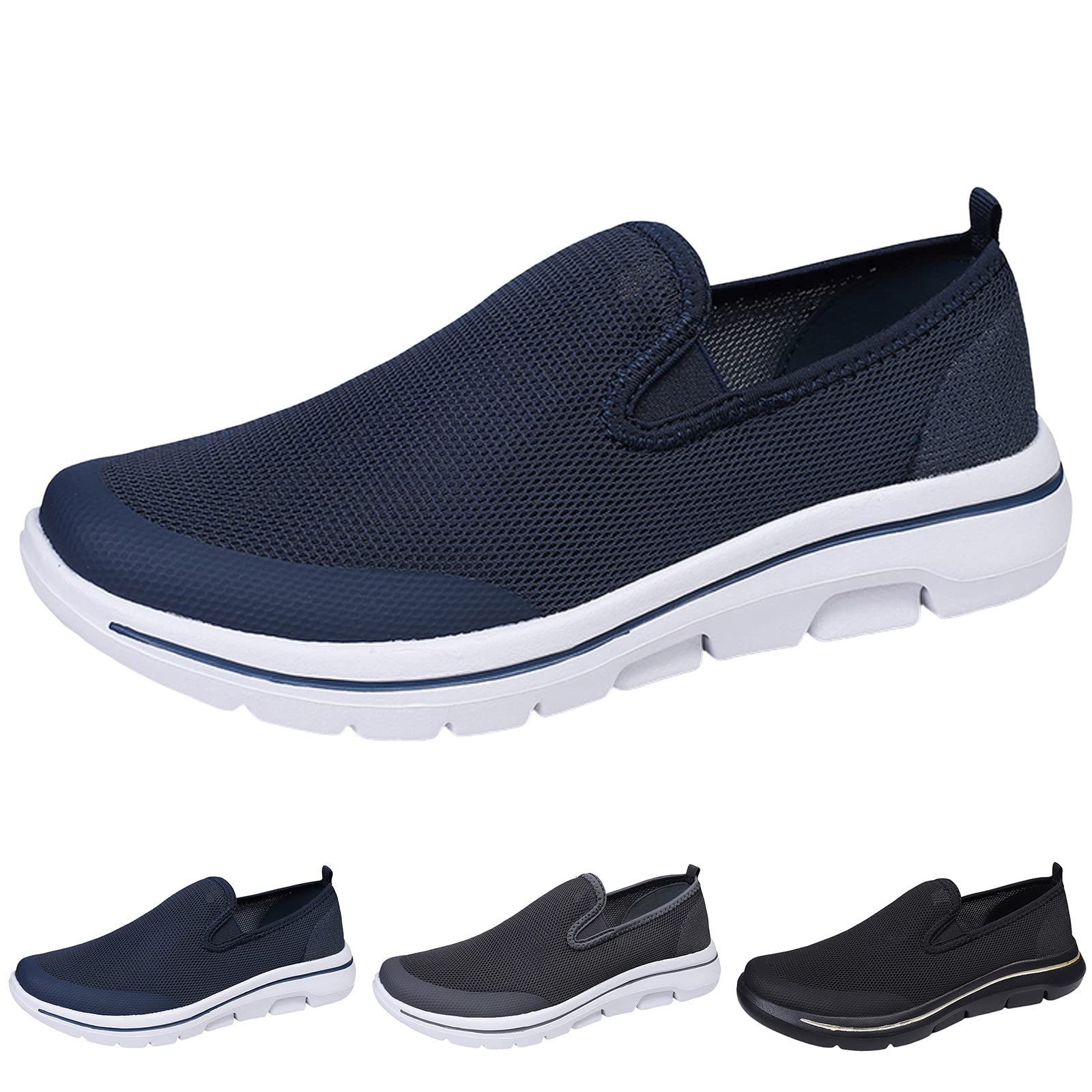 Чоловічі літні дихаючі сліпони PYUIYY з сітки, на товстій підошві, зручні, легкі, широкі, фото №4