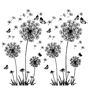 Наклейка на стіну Dandelion Flowers XXL 165 x 130 см 2 шт чорна - Фото 1
