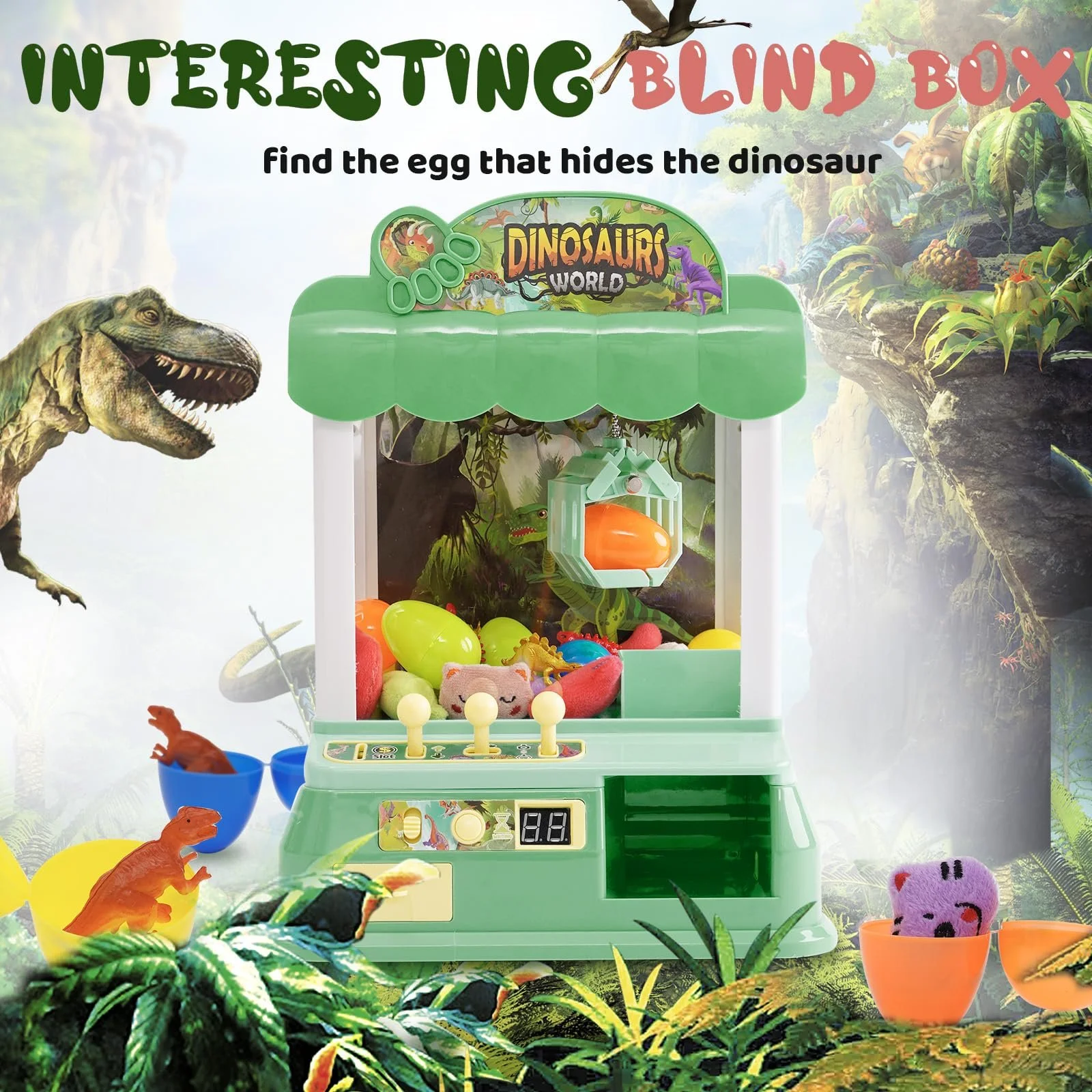 Іграшка Arkyomi Grab Machine Candy Grabber Mini Grabber Doll Gachapon Sweets with Coin Slide and Grab Arm Automatic Soft Toys Claw Machine Колір Зелений, фото №3