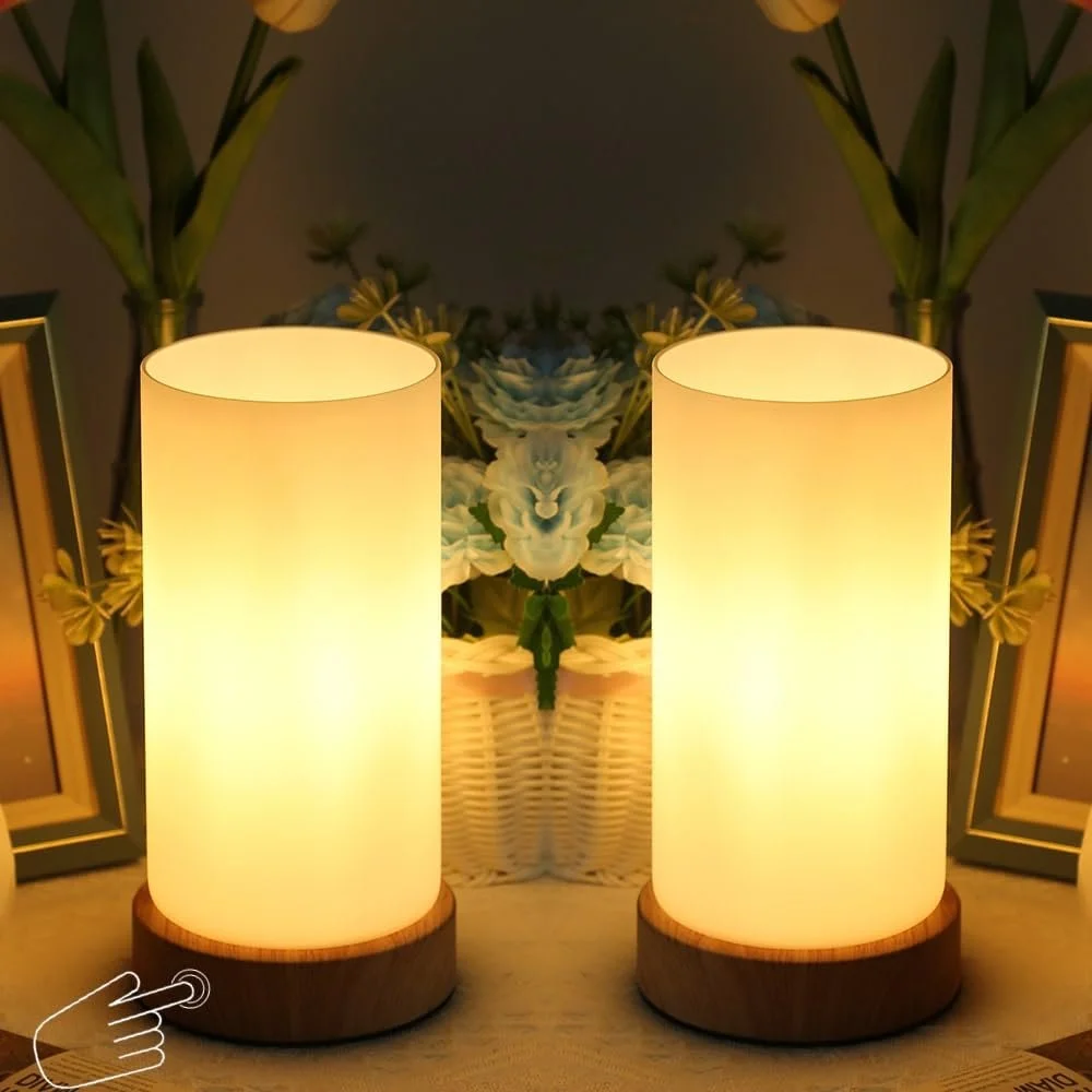 Настільна лампа сенсорна зі скляним абажуром 3 рівні яскравості E14 4 Вт, фото №1