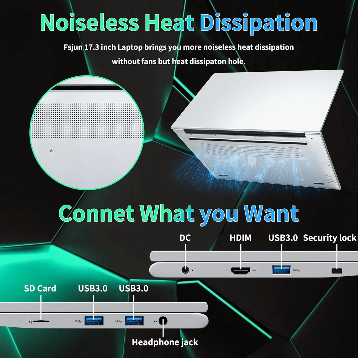 Ноутбук 17.3" Fsjun HL-K701 Intel Celeron N5095 RAM 16GB SSD 1TB Windows 11 (UKR), фото №6