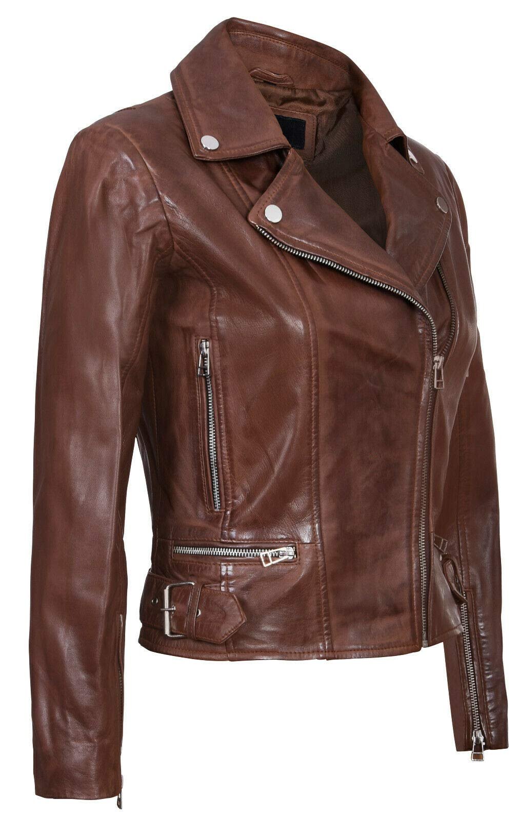 Кожаная куртка Infinity Leather Женская Натуральная кожа Мотоциклетная мода Черный цвет, фото №2