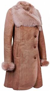 Пальто Infnity Кожаное Женское Теплое Бежевое из мериносовой овчины с воротником Toscana synthetic.ua - Фото 1