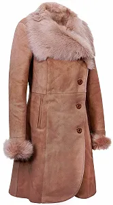 Пальто Infnity Шкіряне Жіноче Тепле Бежеве з мериносової овчини з коміром Toscana synthetic.ua - Фото 1