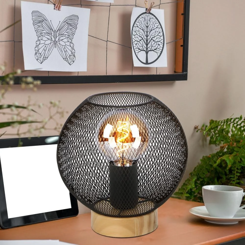 Настольная лампа Globo Industrial Metal Mesh LED 20 см Black, фото №2