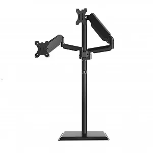 Напольная Стойка для Ноутбука Стальная с Двумя Экранами Регулируемый Вращающийся Компьютерный Столик - Фото 1