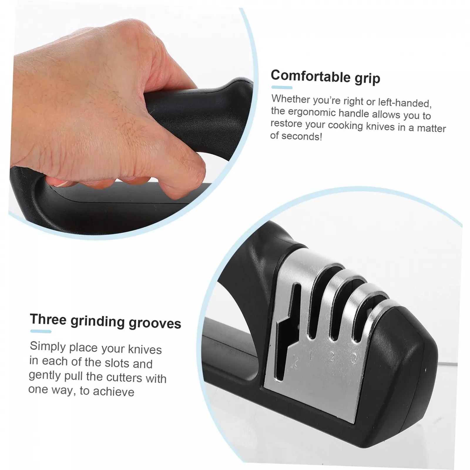 Точило для ножів та ножиць ручна 4-ступінчаста ергономічна рукоятка, фото №9