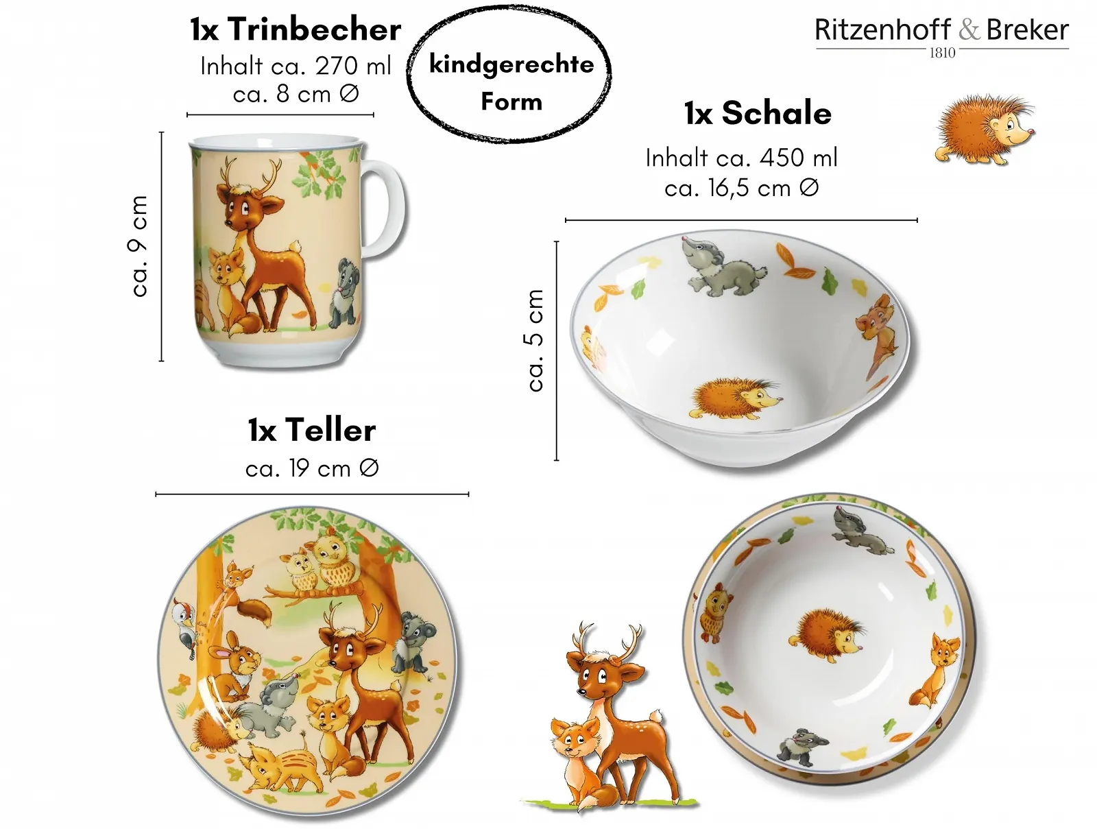 Набор детской посуды Ritzenhoff & Breker Woodland Animals, 3 предмета, фото №6 Набор детской посуды Ritzenhoff & Breker Woodland Animals, 3 предмета, фото №6