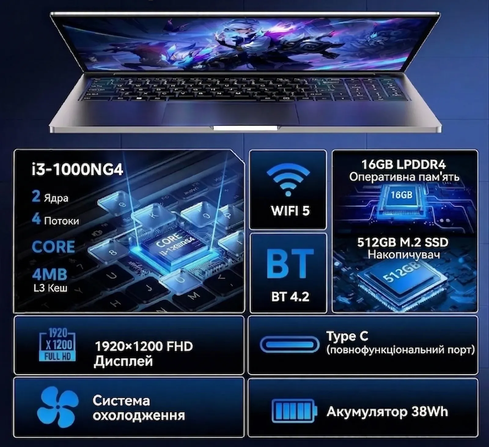 Ноутбук 14'' BVATE B9 Intel Core i3-1000NG4 16GB SSD 512GB Win11 Алюмінієвий корпус (UKR), фото №2 Ноутбук 14'' BVATE B9 Intel Core i3-1000NG4 16GB SSD 512GB Win11 Алюмінієвий корпус (UKR), фото №2