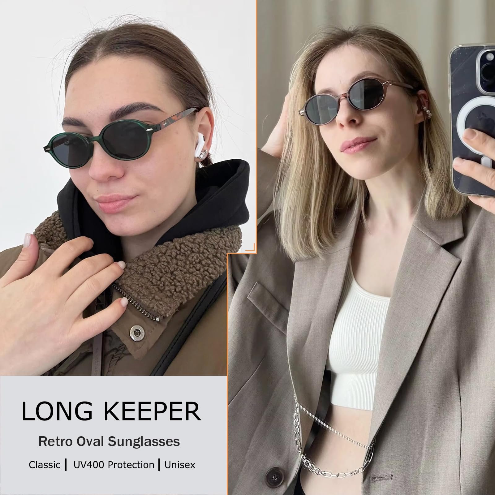 Сонцезахисні окуляри овальні Long Keeper Ретро для чоловіків і жінок 90-х, фото №4 Сонцезахисні окуляри овальні Long Keeper Ретро для чоловіків і жінок 90-х, фото №4