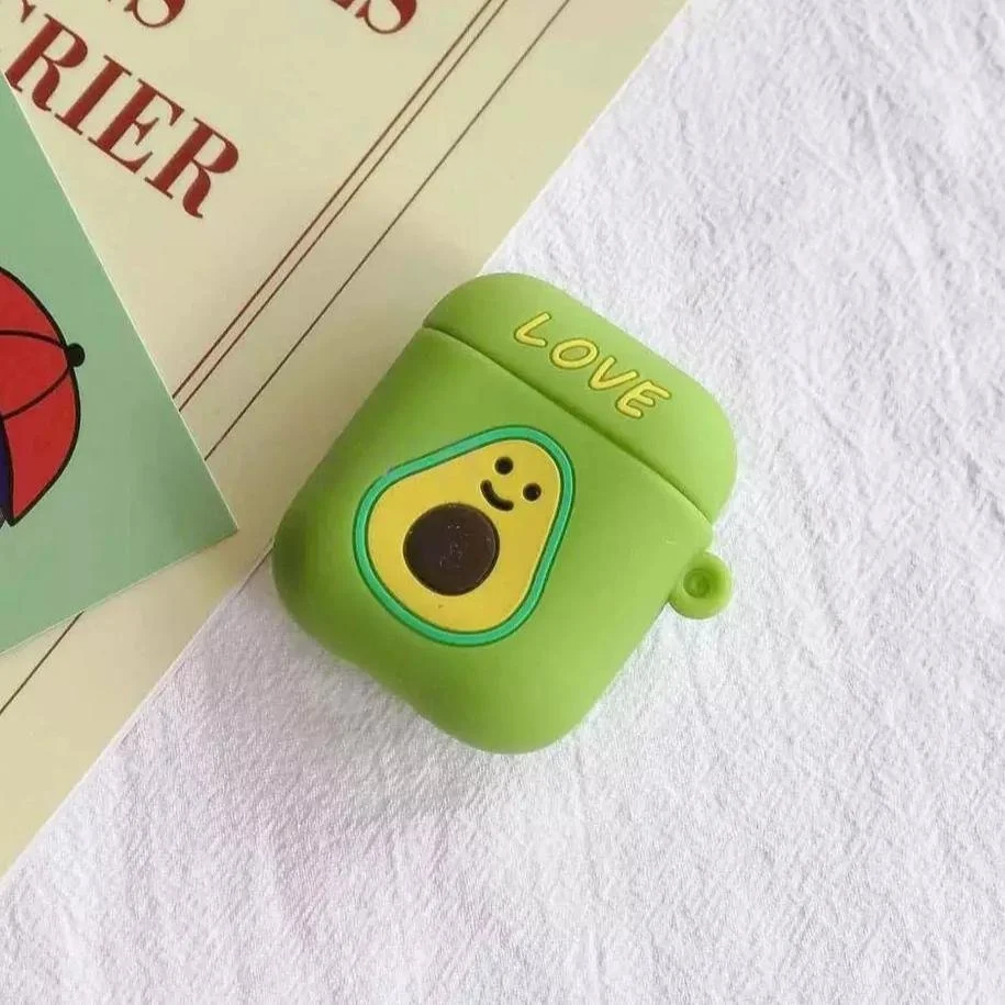 Силіконовий Зелений чохол Авокадо для Навушників Apple Аїрподсів, фото №1