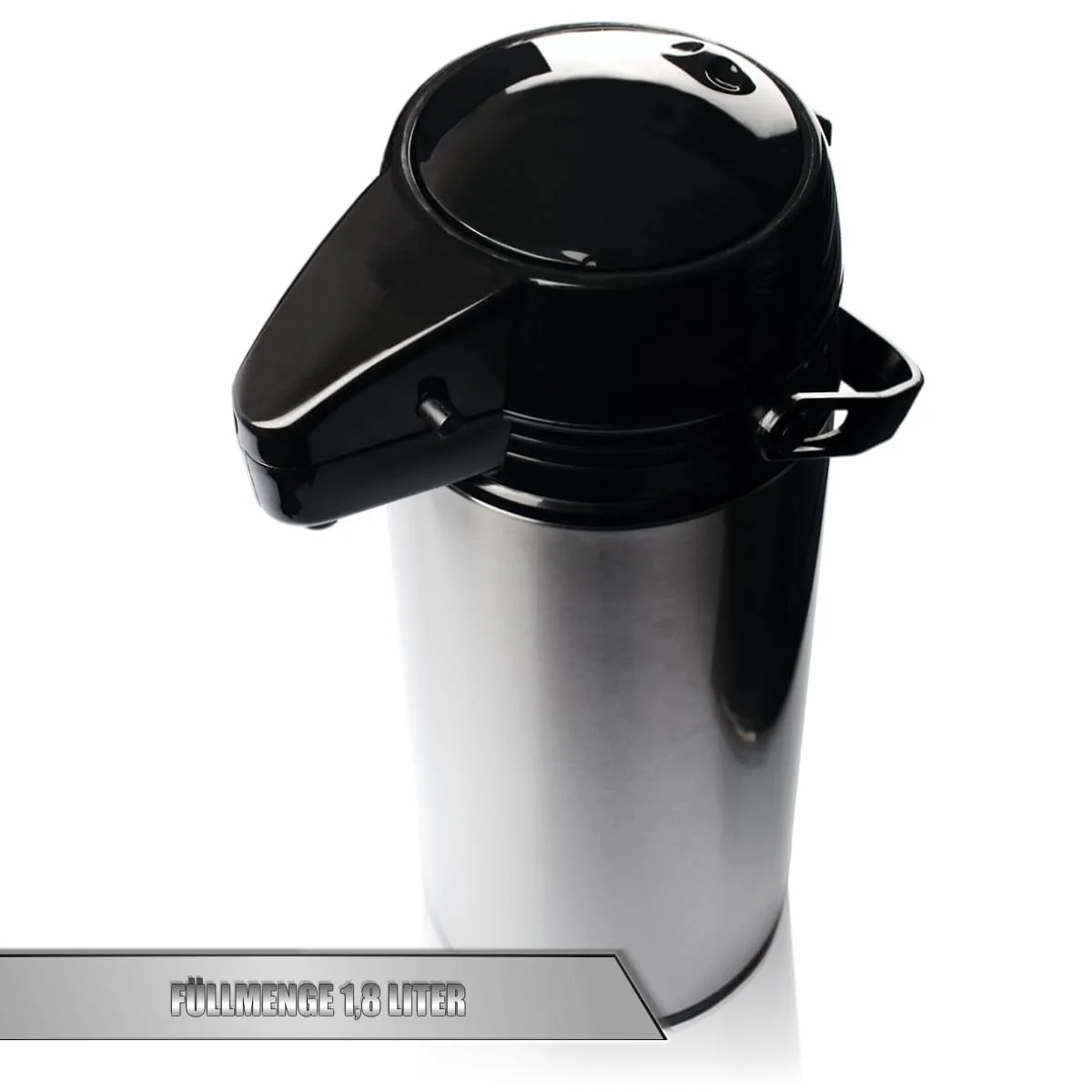 Помповий кавник з нержавіючої сталі зі скляною вставкою 1.8 л, диспенсер для напоїв, фото №4