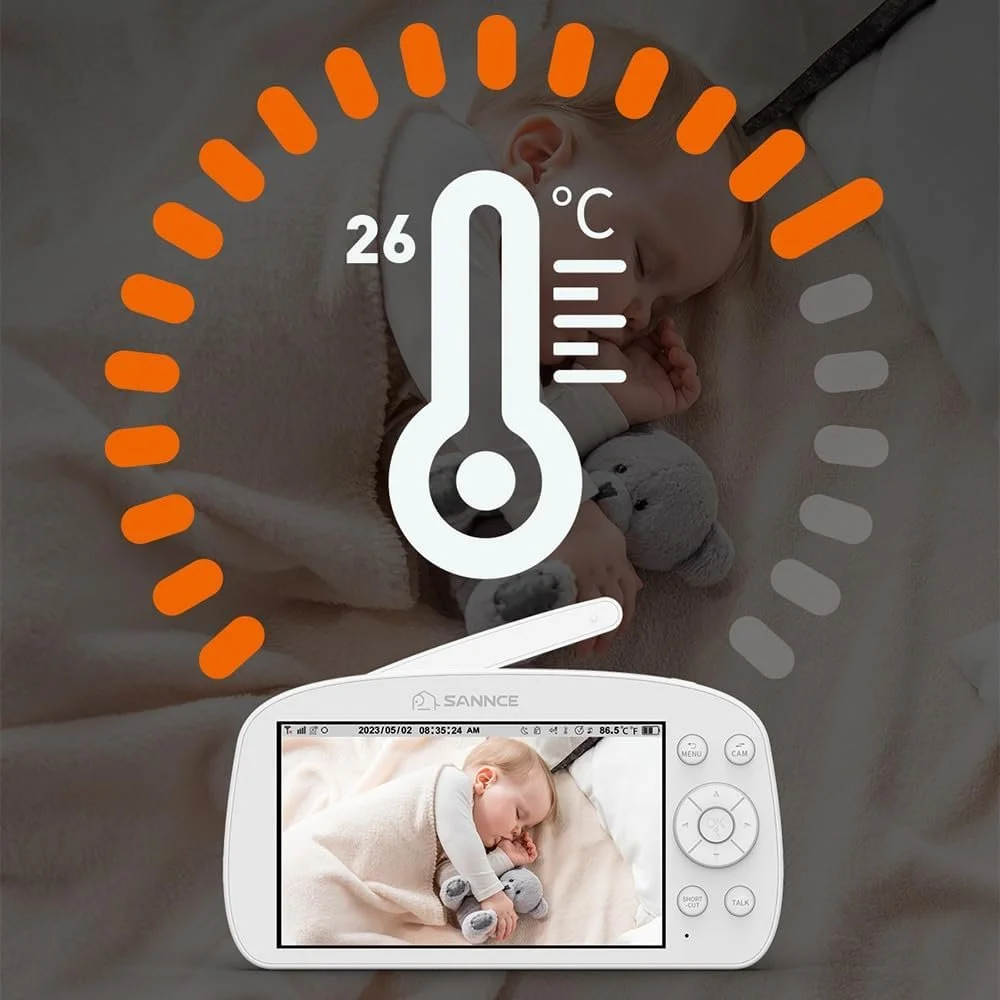 Відеоняня SANNCE 5.5 дюймів 720P 5000 мАг Night Light PTZ IR Night Vision Feeding Reminder, фото №6 Відеоняня SANNCE 5.5 дюймів 720P 5000 мАг Night Light PTZ IR Night Vision Feeding Reminder, фото №6