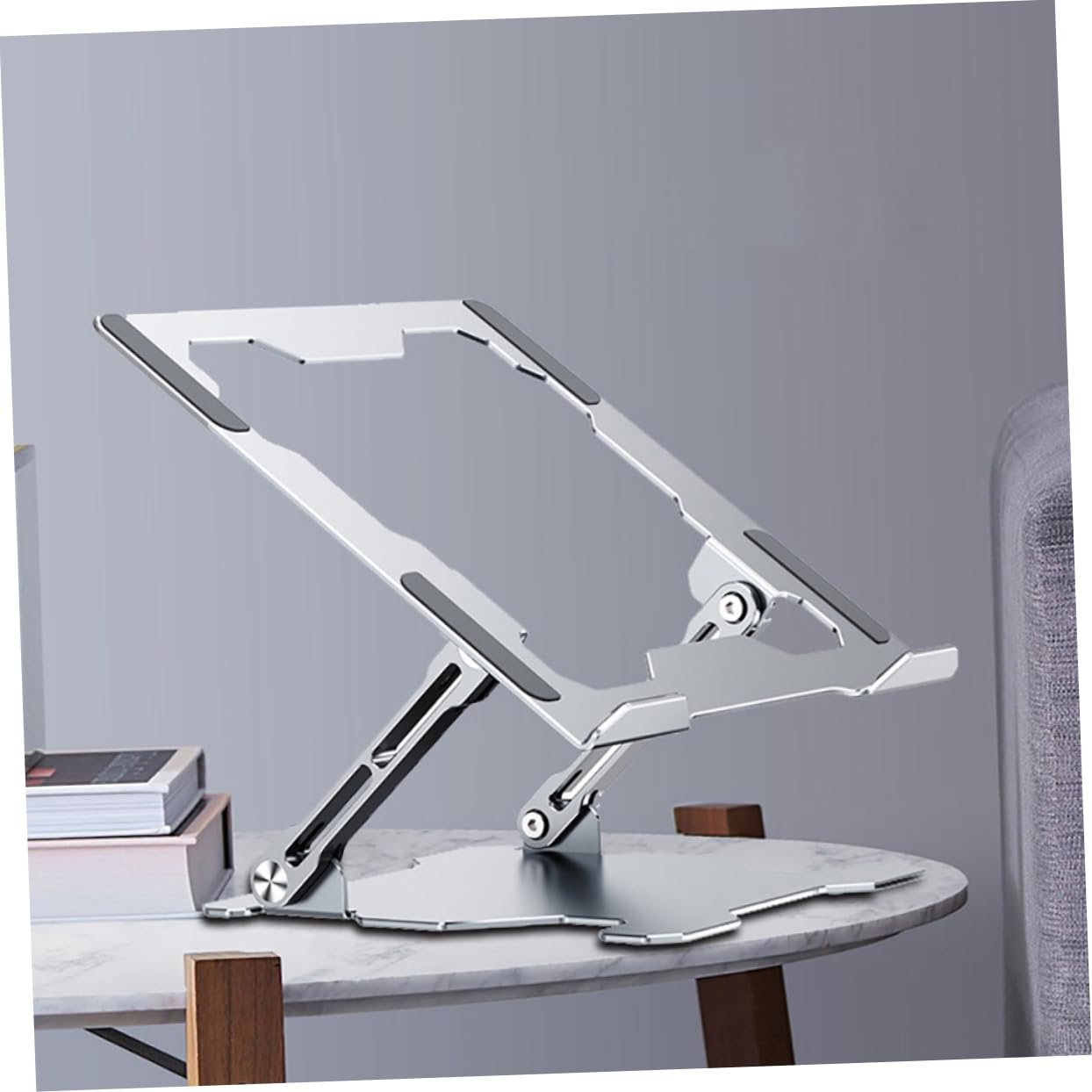 Подставка для ноутбука OSALADI Регулируемая по высоте Алюминиевый сплав Многофункциональная подставка для ноутбука с нескользящими силиконовыми накладками для стабильности и защиты для путешествий и офиса, фото №6