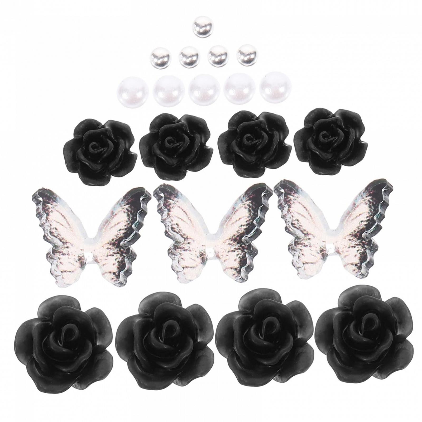 Украшения для ногтей Бантик 2 набора Жемчуг Роза, смешанные с плоским основанием, Бриллианты для ногтей Золотые украшения, Подвески для ногтей для женщин, фото №1