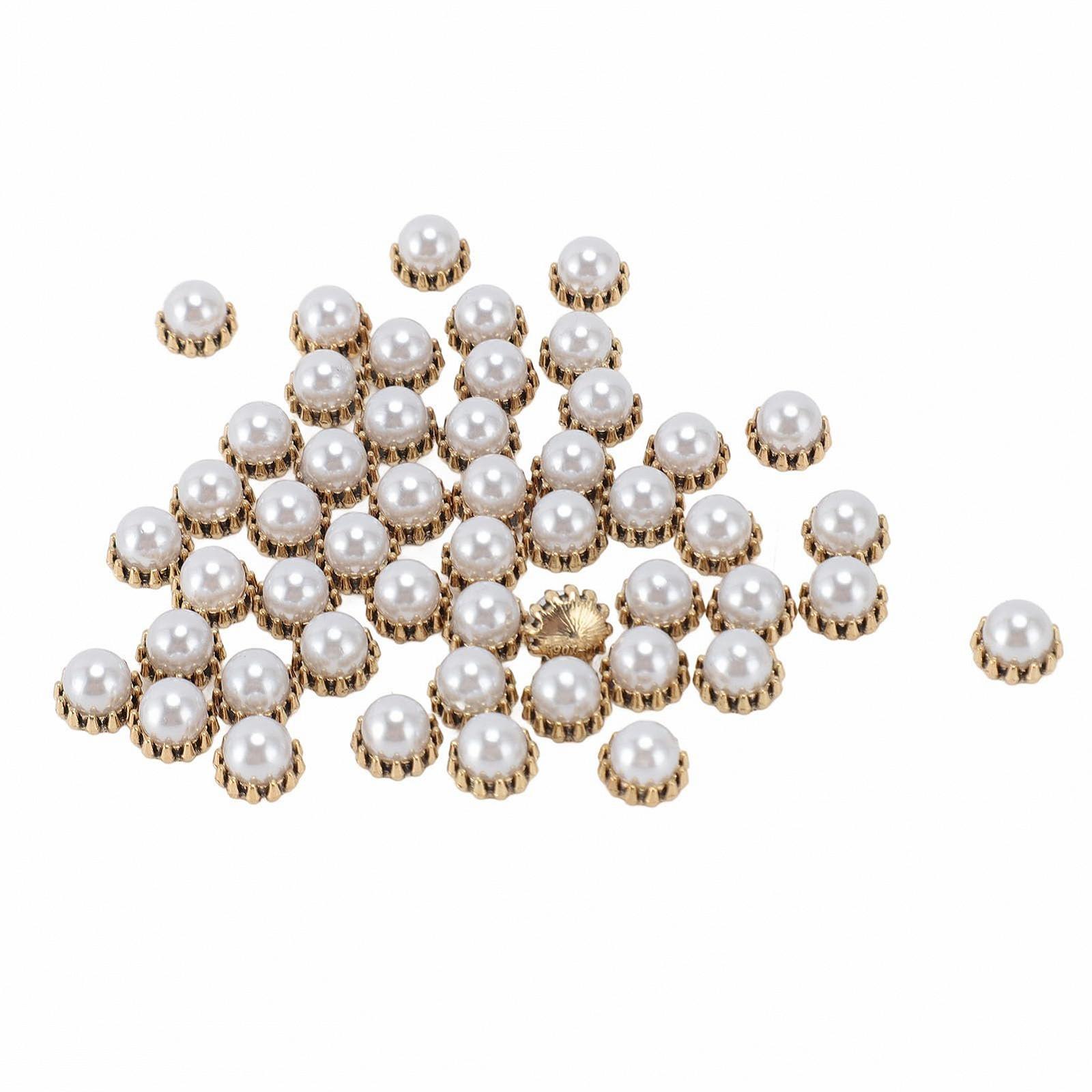 Жемчуг для ногтей 3D, 50 шт, искусственный, с золотистой металлической основой, фото №9