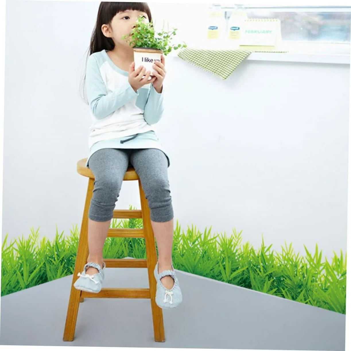 Настінна наклейка Tofficu Green Grass набір 3 шт. самоклейна знімна, фото №4