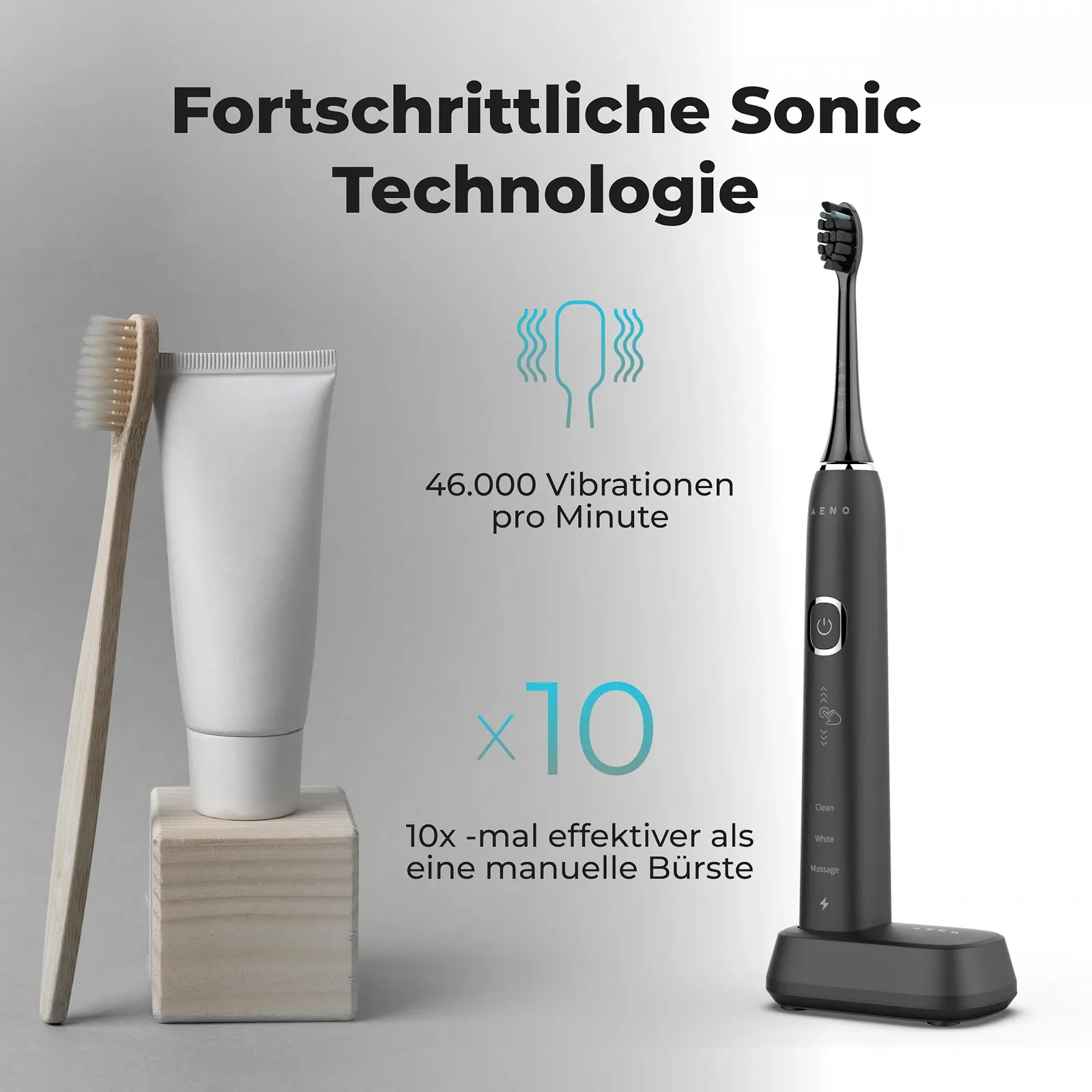 Звуковая электрическая зубная щетка AENO DB4 9 режимов 46 000 кол/мин, фото №2