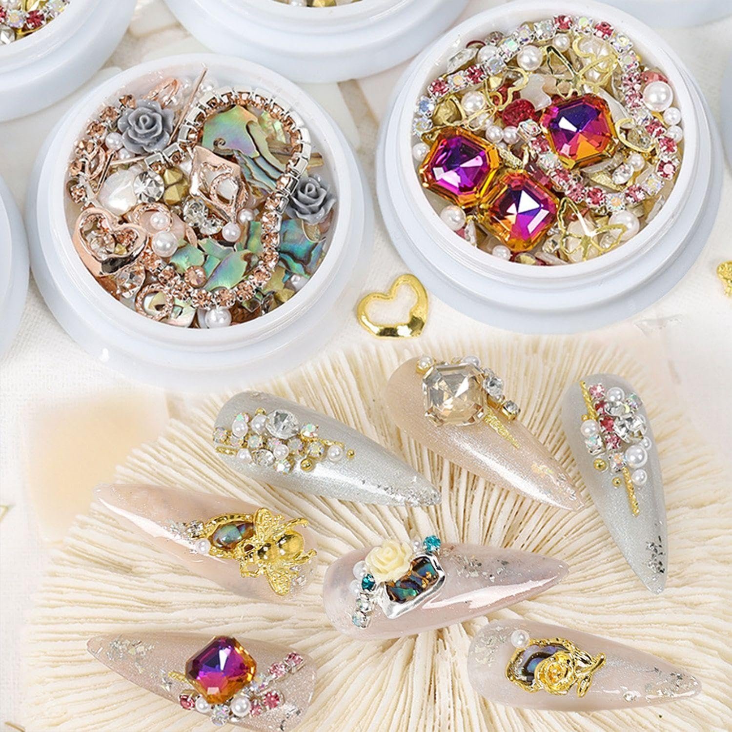 Діаманти для манікюру з піддоном (8 коробок) 3D Стрази, фото №3