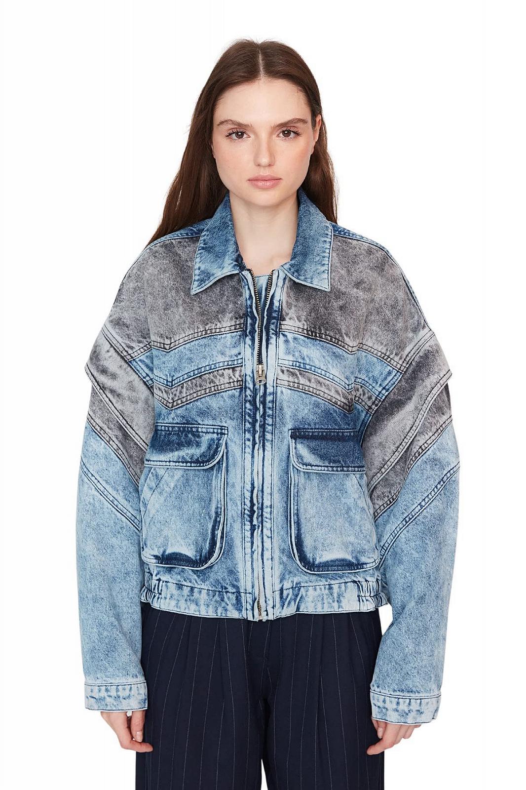 Джинсовая куртка оверсайз TRENDYOL Базовая однотонная, фото №2