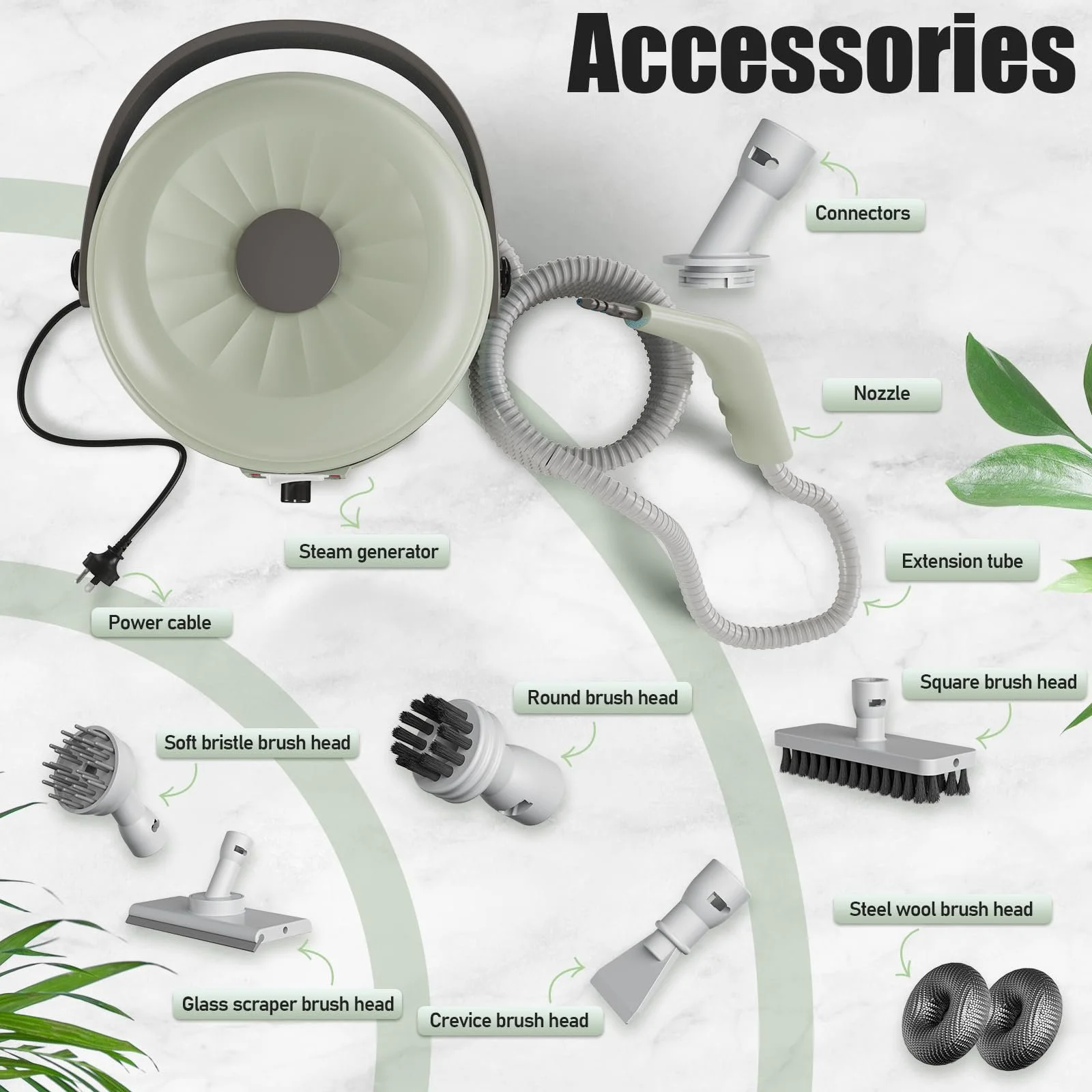 Ручний пароочисник 2500 Вт 6 насадок 1.6 л для меблів та кухні, фото №7 Ручний пароочисник 2500 Вт 6 насадок 1.6 л для меблів та кухні, фото №7