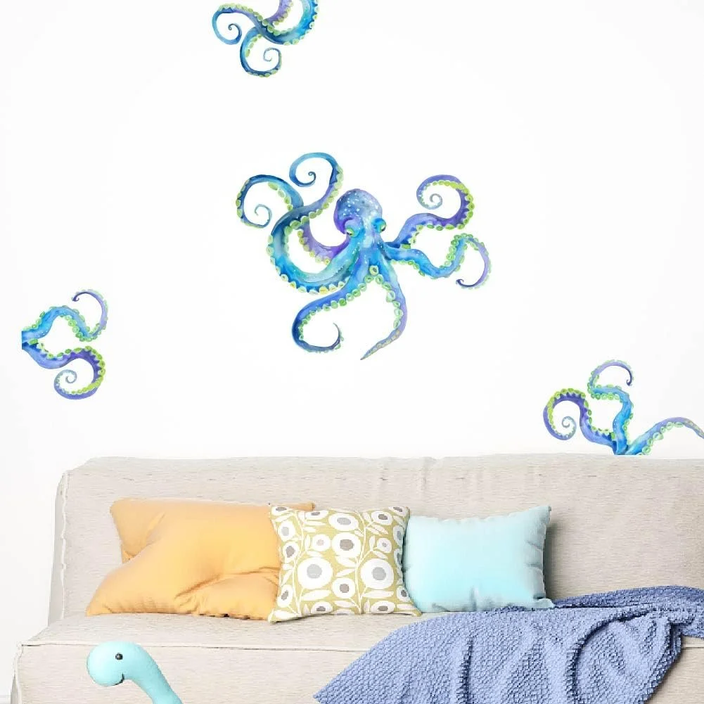 Наклейка на стіну SUPERDANT Teal Octopus Вінілова самоклеюча Бірюзовий, фото №4