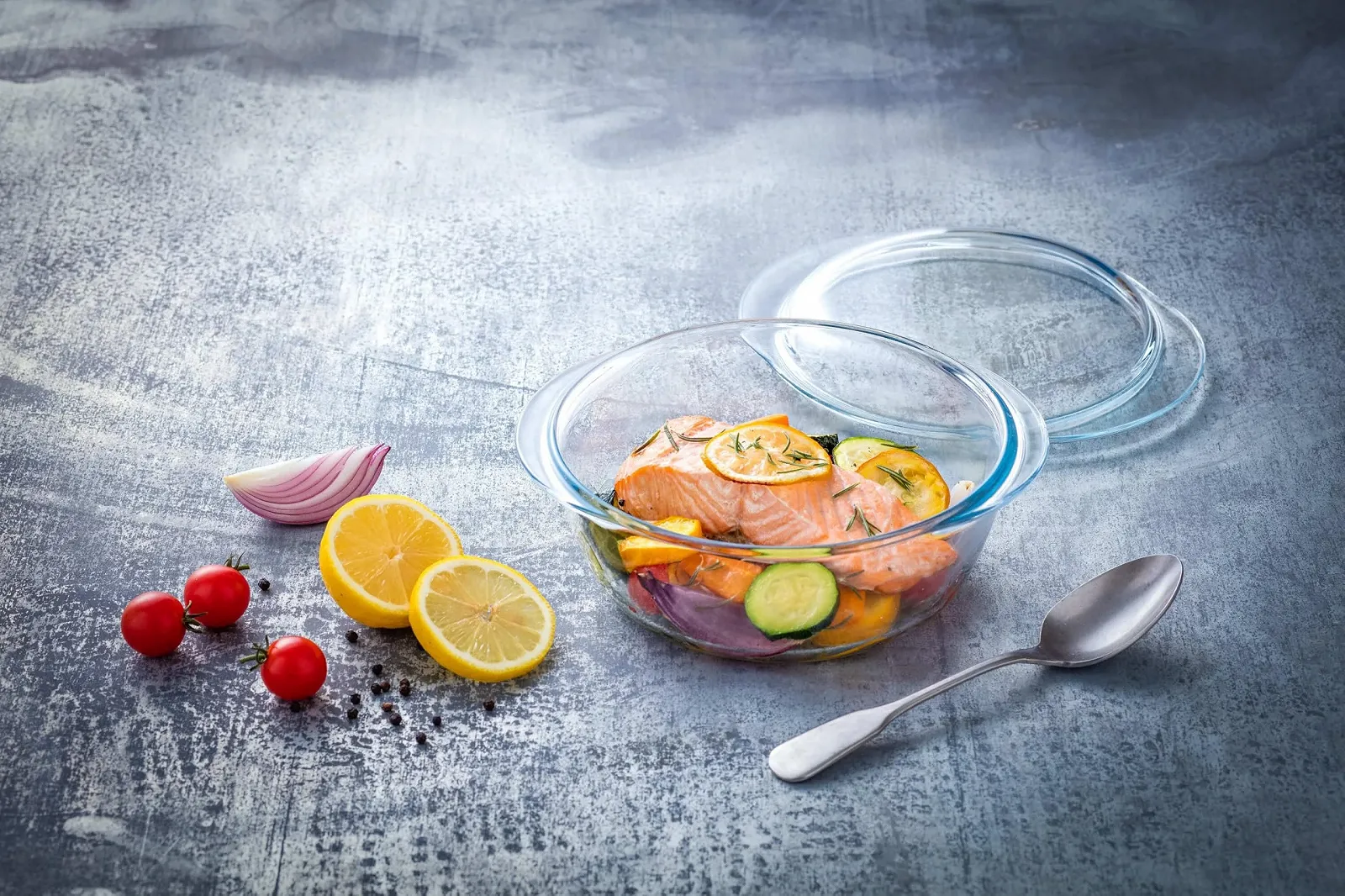 Кастрюля-форма Pyrex ESSENTIALS Boro 1,6 л + 0,5 л крышка прозрачная боросиликатное стекло, фото №2