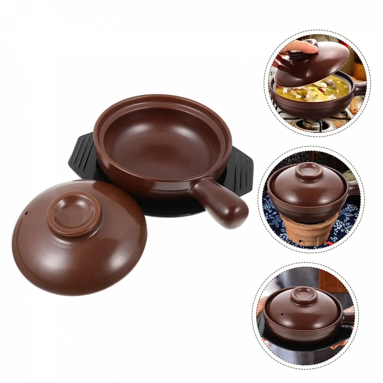 Кастрюля керамическая термостойкая с крышкой и ручками для супа и тушения, фото №6